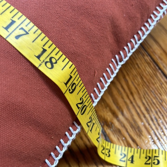 Rae Dunn FAMILY. embroidered 20” square burnt orange pillow with feather pillow - Picture 7 of 7